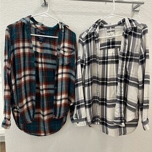 American eagle Button-Up flannels - boyfriend fit Set of Two